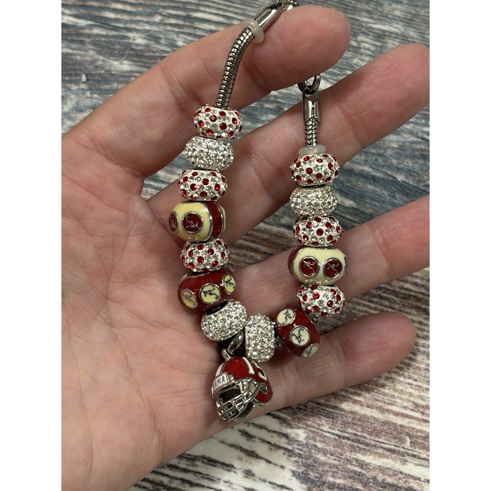 Stone Armory Alabama Crimson Tide Charm Bracelet 15 Charms #15 Helmet Red White